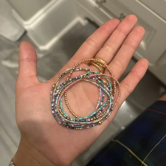 ENEWTON STACK! (amazing Christmas gift!) Gold and Blue Beaded Bracelet Set - Picture 5 of 5